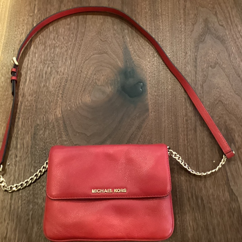Michael Kors  Ruby Red shoulder/cross body purse. Leather. Never used.